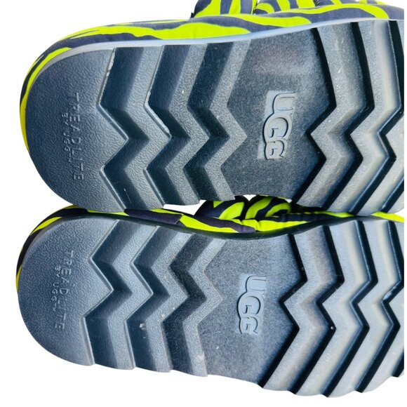 UGG Oh Yeah Slide Shoes Womens Size 8 Fuzzy Sandals Slippers Zebra Neon Green - Picture 11 of 13